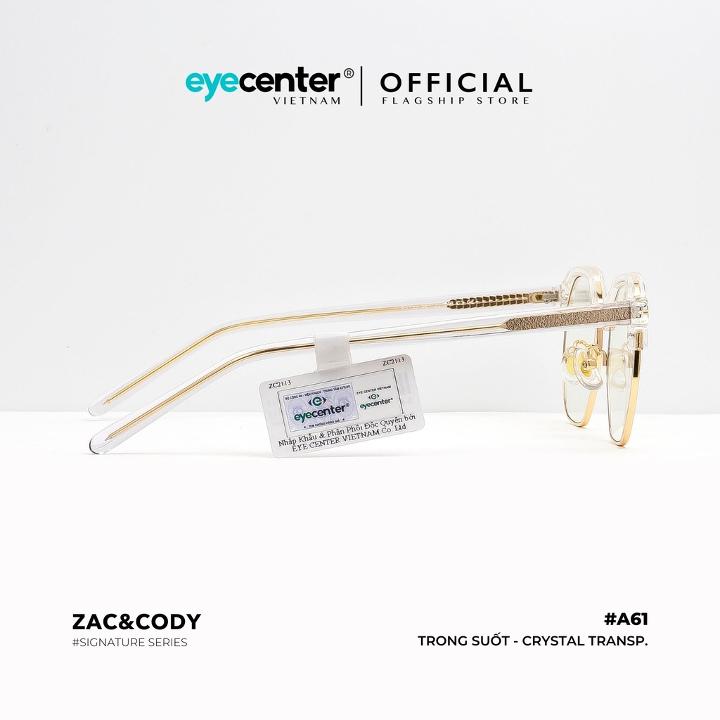 [A61] Gọng kính cận nam nữ chính hãng ZAC & CODY lõi thép chống gãy nhiều màu thời trang ZC 2153 A61 by Eye Center Vietnam