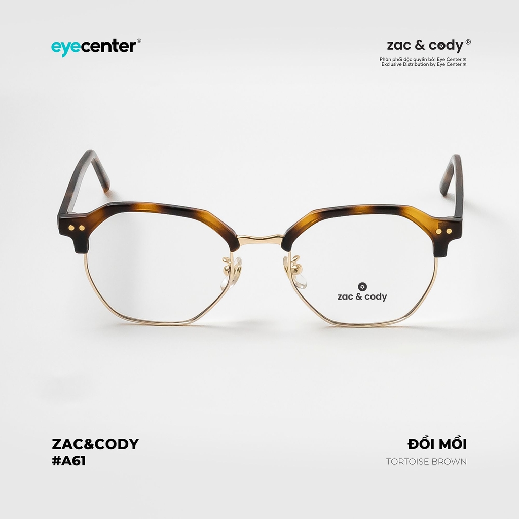 [A61] Gọng kính cận nam nữ chính hãng ZAC & CODY lõi thép chống gãy nhiều màu thời trang ZC 2153 A61 by Eye Center Vietnam