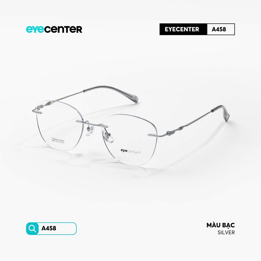 [A458] Gọng kính cận không viền TITANIUM siêu nhẹ chống gỉ by Eye Center Vietnam