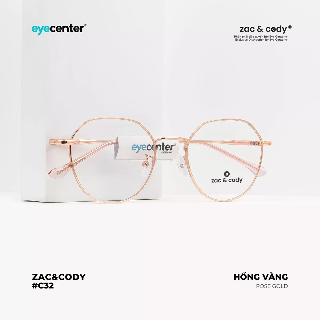 [C32] Gọng kính cận nữ chính hãng ZAC & CODY kim loại chống gỉ nhiều màu casual.32  ZC D29115 by Eye Center Vietnam