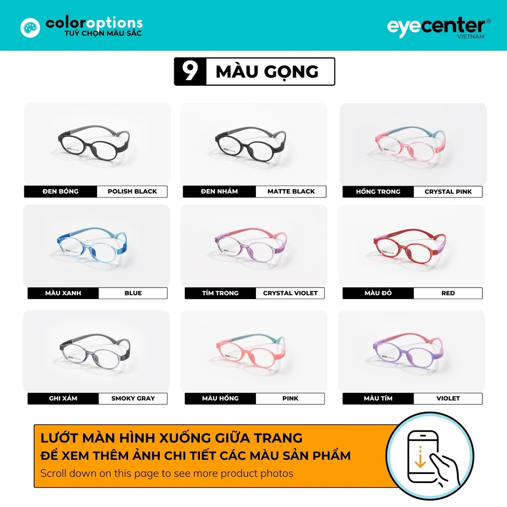 [B216] Gọng kính mắt trẻ em chất liệu nhựa dẻo chống gãy siêu nhẹ nhiều màu by Eye Center Vietnam