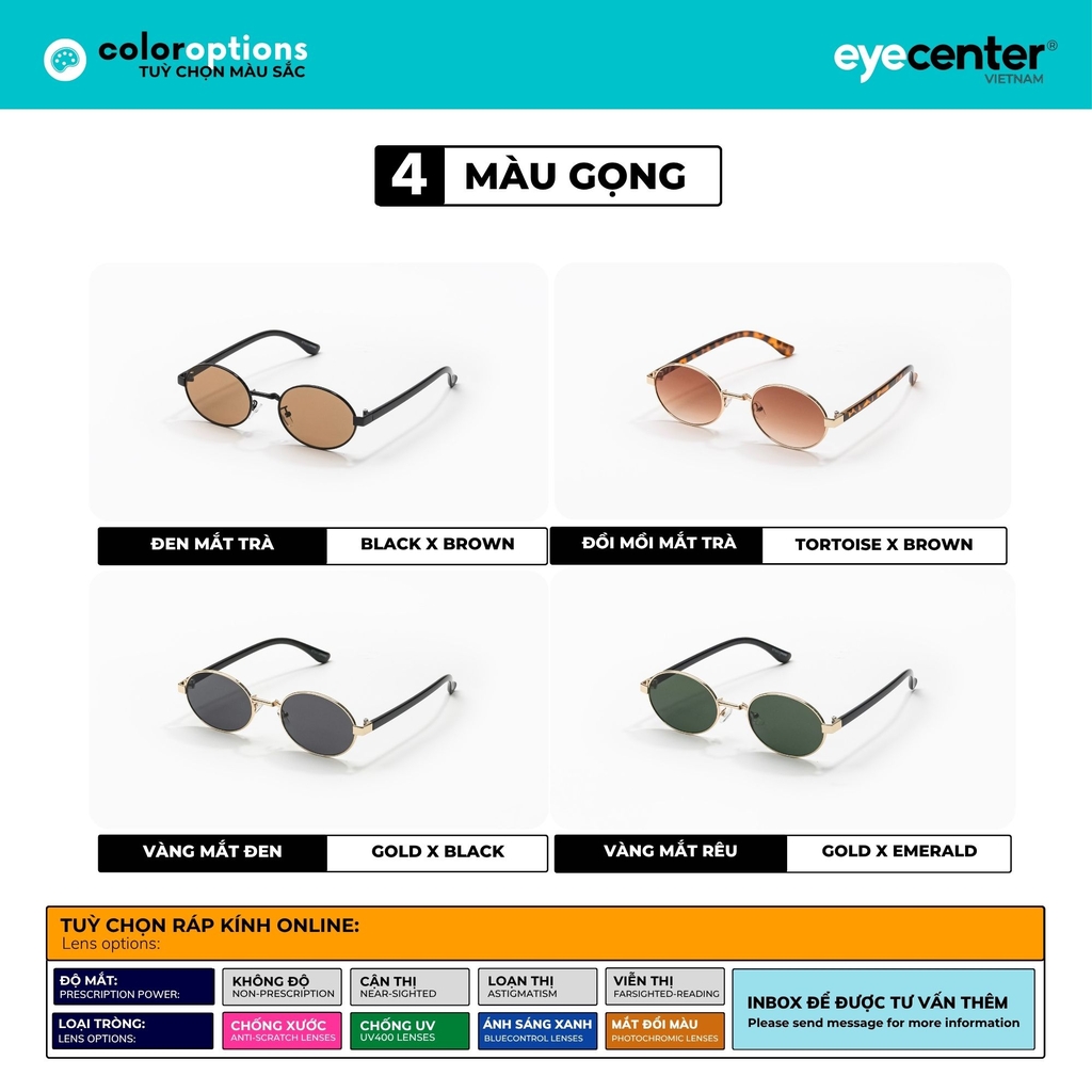 [S131] Kính mát nam nữ  Crystal UV chất liệu kim loại chống gỉ by Eye Center  Vietnam
