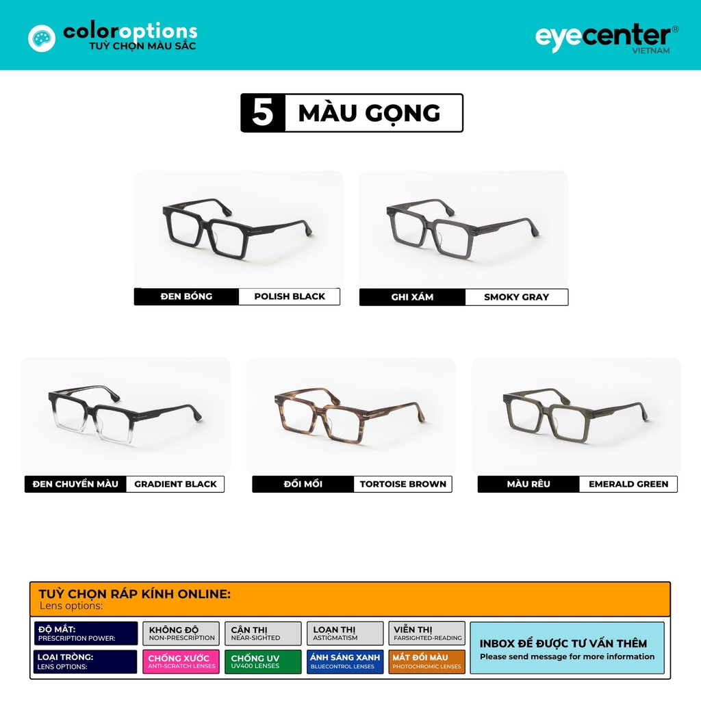 [PRTI 15] Gọng kính POSESION chất liệu nhựa Acetate nhiều màu by Eye Center Vietnam