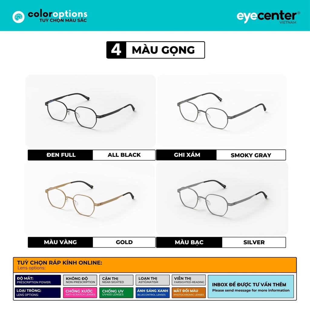 [PRTI 16] Gọng kính cận TITANIUM siêu nhẹ chống gỉ by Eye Center Vietnam