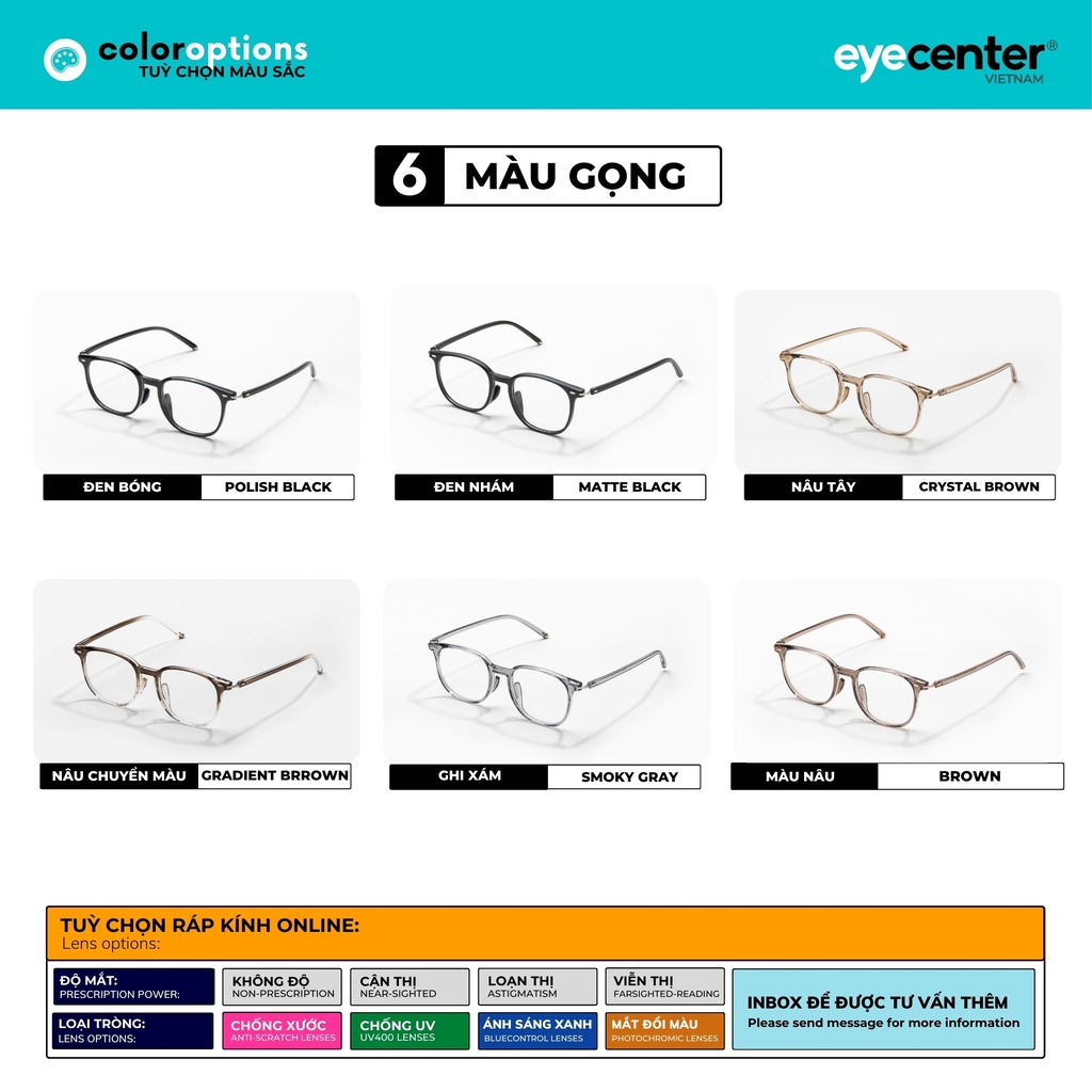 [B207] Gọng kính cận nam nữ EYECENTER nhựa dẻo siêu nhẹ by Eye Center Vietnam
