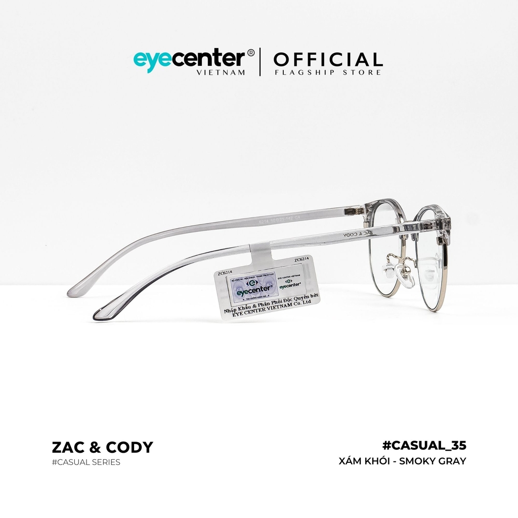 [C35][6321] Gọng kính cận nam nữ chính hãng ZAC & CODY gọng nhựa chống gãy siêu nhẹ casual.35 ZC 6214 by Eye Center Vietnam