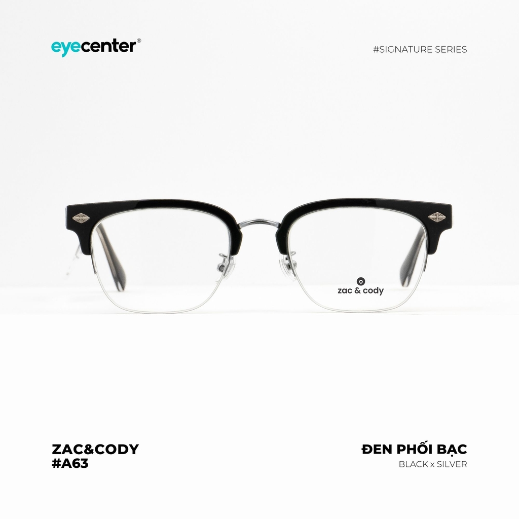 [A63] Gọng kính cận nam nữ chính hãng ZAC&CODY  lõi thép chống gãy cao cấp ZC K9089  by Eye Center Vietnam