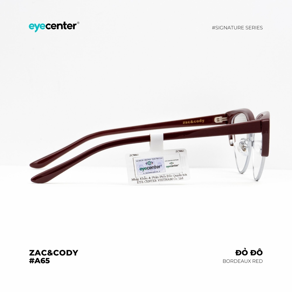 [A65]Gọng kính cận nữ chính hãng ZAC & CODY dáng mắt mèo lõi thép chống gãy cao cấp  ZC 9061 by Eye Center Vietnam