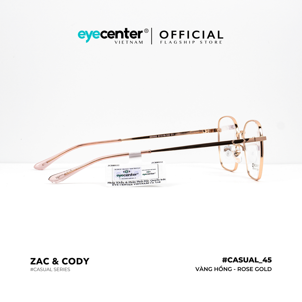 [C45] Gọng kính cận nam nữ chính hãng ZAC & CODY lõi thép chống gãy nhiều màu casual.45 ZC 880552 by Eye Center Vietnam