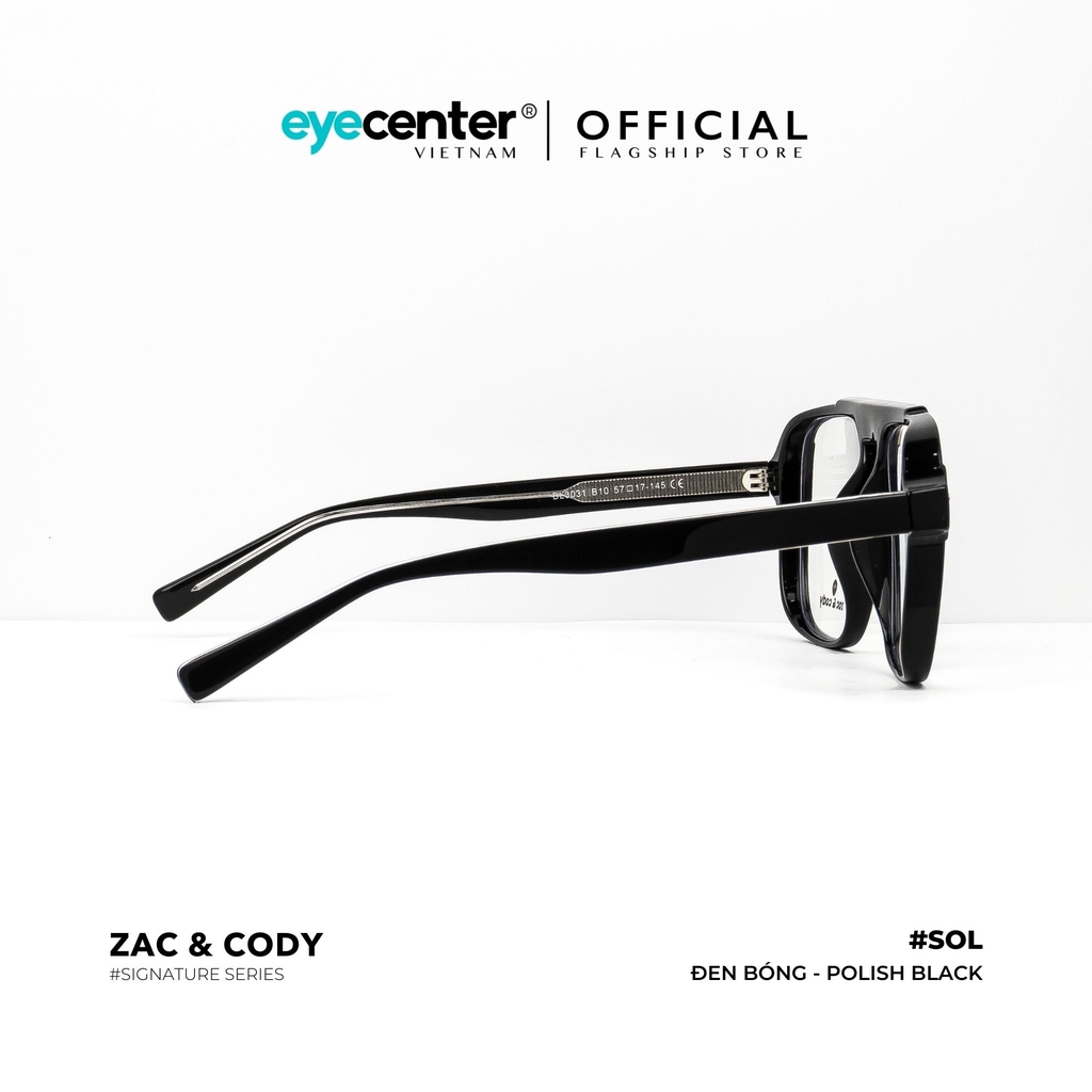 [A36] Gọng kính cận nam mắt vuông lớn chính hãng SOL by ZAC & CODY lõi thép chống gãy ZC BL3031 A36 by Eye Center Vietnam