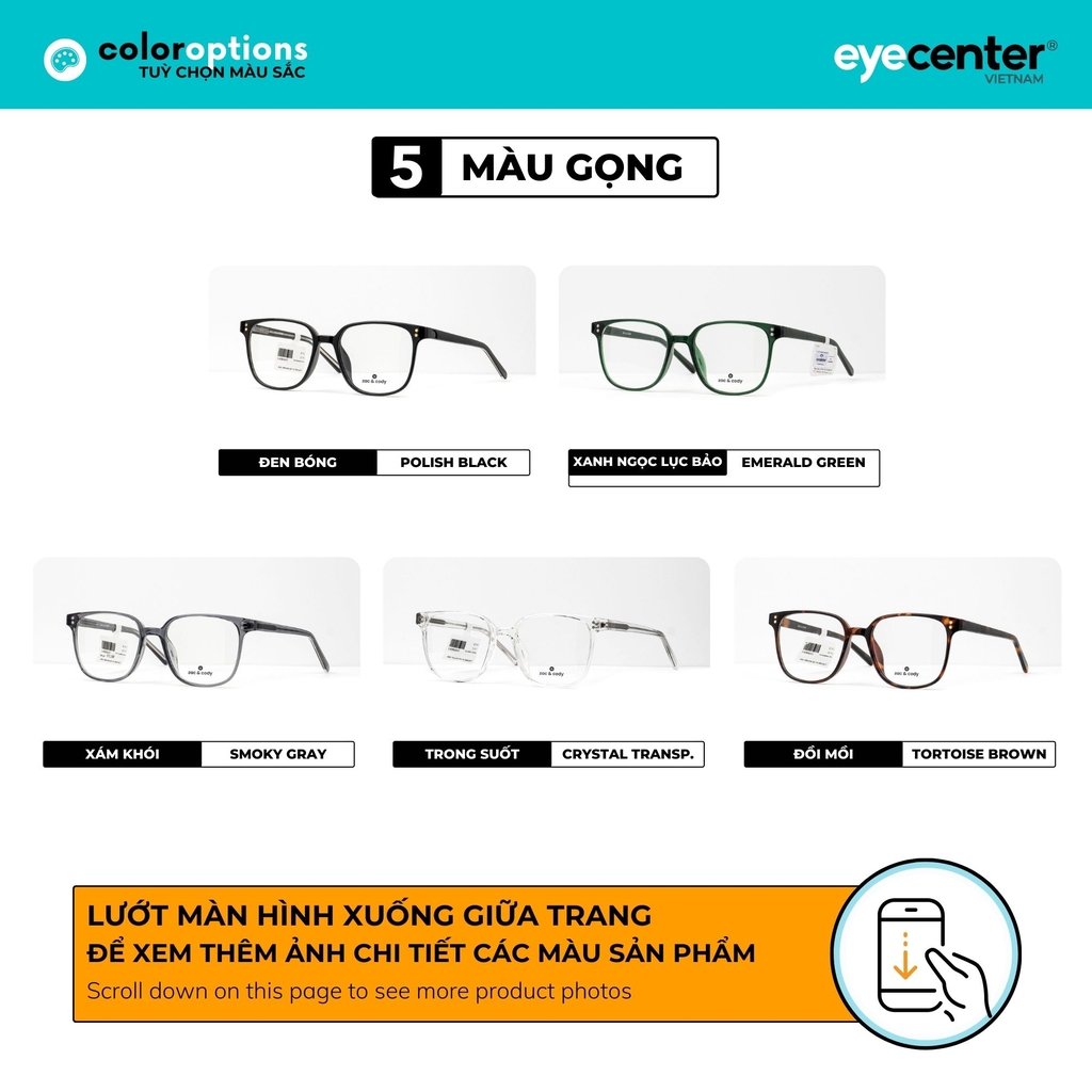 [A31] Gọng kính cận nam nữ chính hãng ZAC & CODY Denver lõi thép chống gãy  ZC TR1922 A31 by Eye Center Vietnam