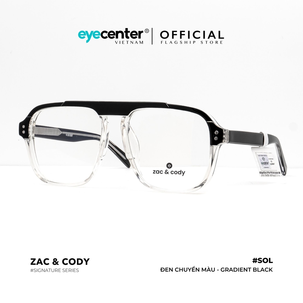 [A36] Gọng kính cận nam mắt vuông lớn chính hãng SOL by ZAC & CODY lõi thép chống gãy ZC BL3031 A36 by Eye Center Vietnam