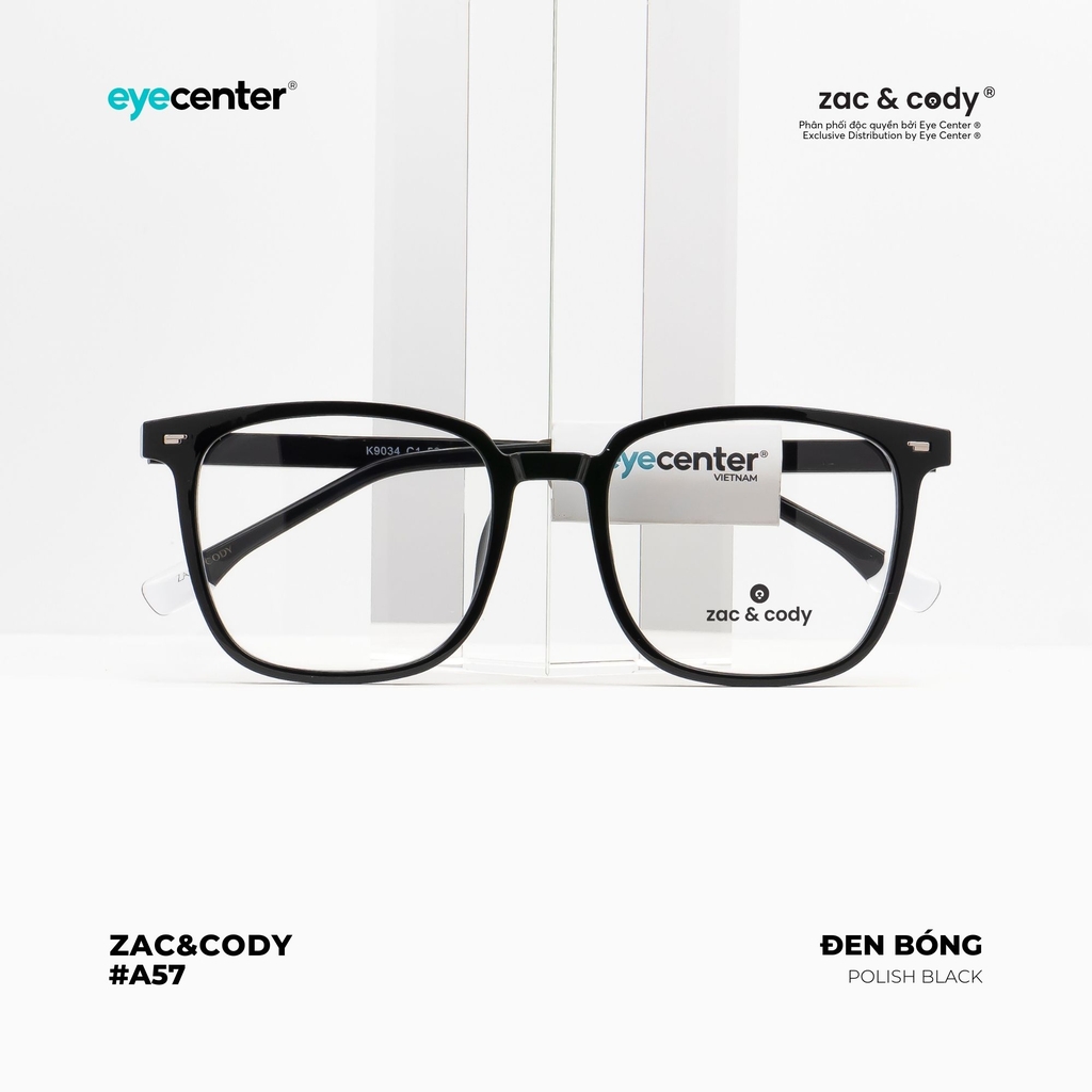 [A57] Gọng kính cận nam nữ chính hãng ZAC & CODY lõi thép chống gãy ZC K 9034 A57 by Eye Center Vietnam