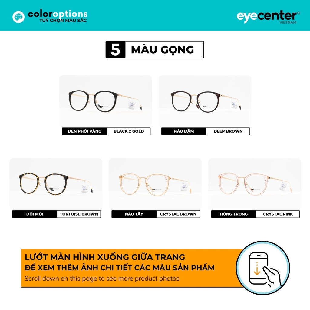 [C67]Gọng kính cận nữ chính hãng EYECENTER dáng mắt mèo nhựa phối kim loại chống gỉ cao cấp casual.67 EC 9237 9228 by Eye Center Vietnam