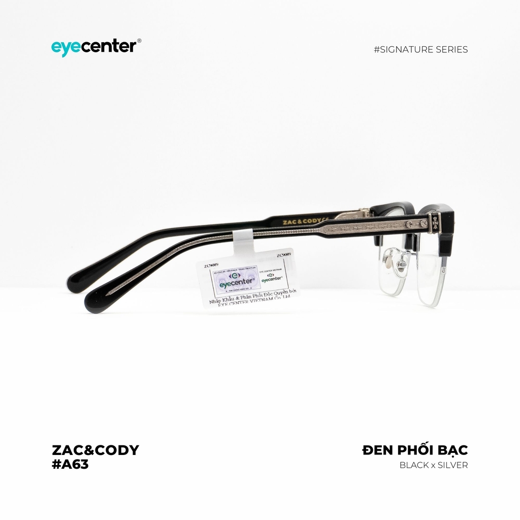 [A63] Gọng kính cận nam nữ chính hãng ZAC&CODY  lõi thép chống gãy cao cấp ZC K9089  by Eye Center Vietnam