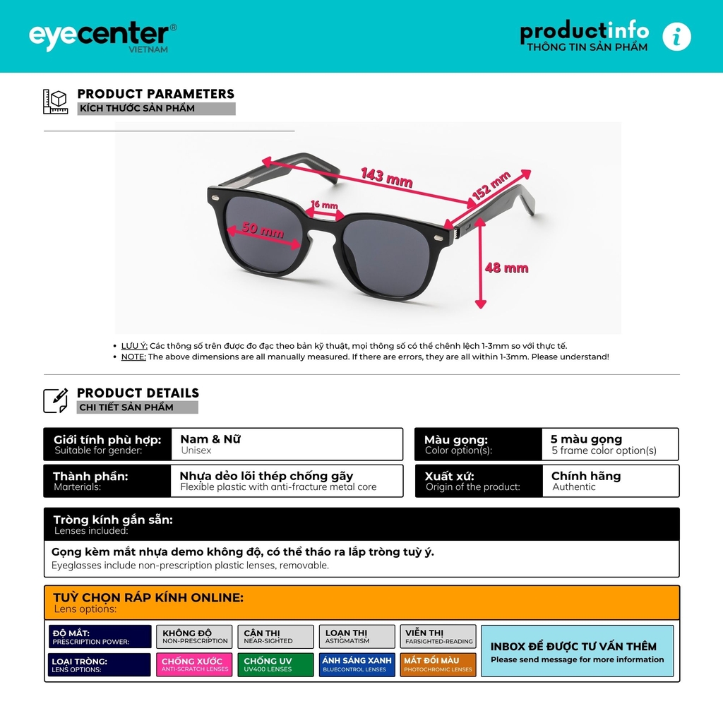 [S41] Kính mát chính hãng EYECENTER CG 8K02