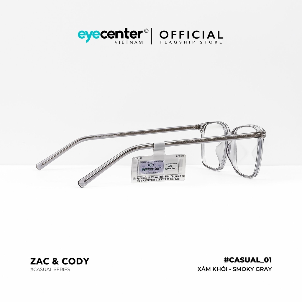 [C01][8188-7008] Gọng kính cận nam nữ chính hãng ZAC & CODY lõi thép chống gãy nhiều màu casual.01 by Eye Center Vietnam