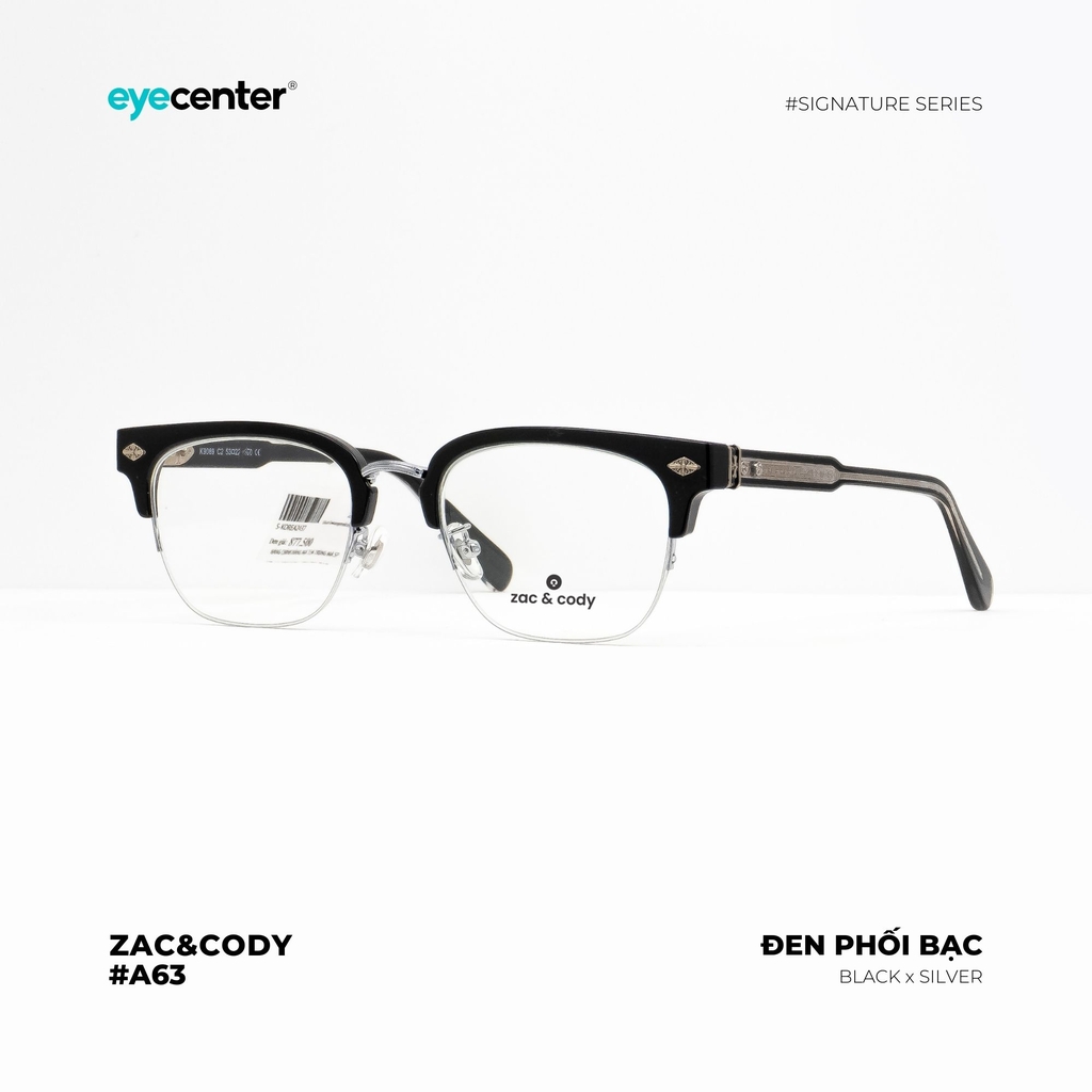 [A63] Gọng kính cận nam nữ chính hãng ZAC&CODY  lõi thép chống gãy cao cấp ZC K9089  by Eye Center Vietnam