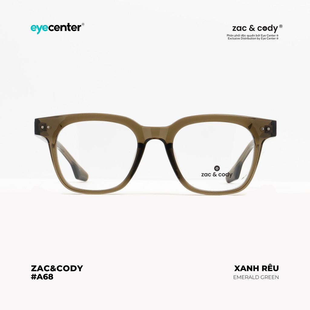 [A68 - GLASSHOLIC - RYAN]Gọng kính cận nam nữ chính hãng ZAC & CODY lõi thép chống gãy cao cấp ZC 9104 - H423 - 8131  by Eye Center Vietnam