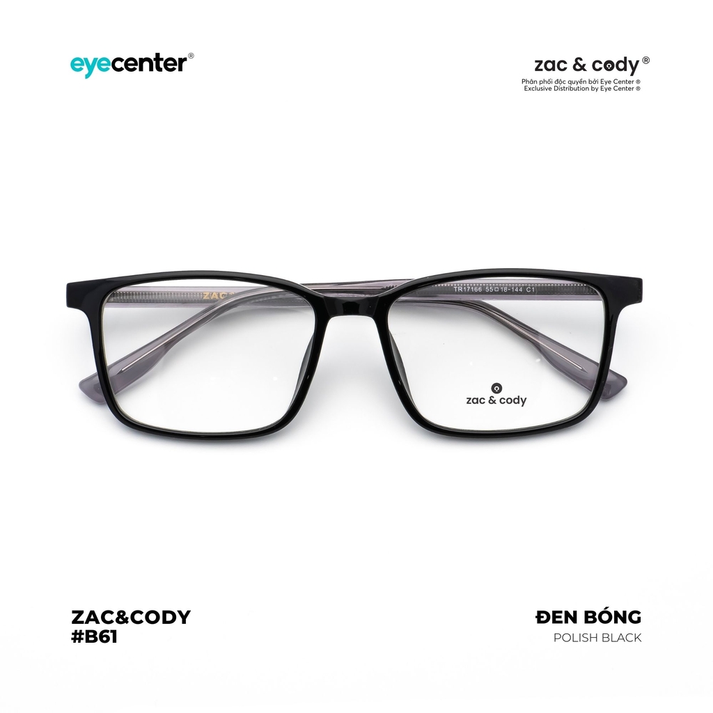 [B61] Gọng kính cận nam nữ  chính hãng ZAC & CODY B61 lõi thép chống gãy  ZC 17166 by Eye Center Vietnam