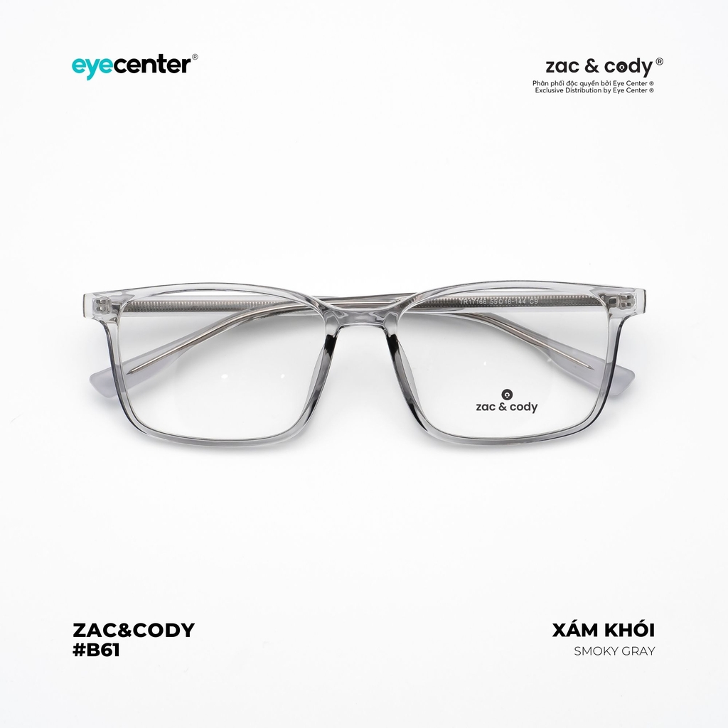 [B61] Gọng kính cận nam nữ  chính hãng ZAC & CODY B61 lõi thép chống gãy  ZC 17166 by Eye Center Vietnam