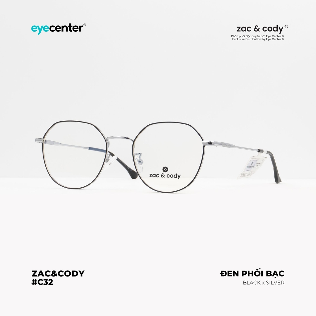 [C32] Gọng kính cận nữ chính hãng ZAC & CODY kim loại chống gỉ nhiều màu casual.32  ZC D29115 by Eye Center Vietnam