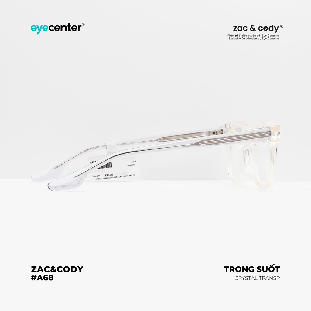 [A68 - GLASSHOLIC - RYAN]Gọng kính cận nam nữ chính hãng ZAC & CODY lõi thép chống gãy cao cấp ZC 9104 - H423 - 8131  by Eye Center Vietnam