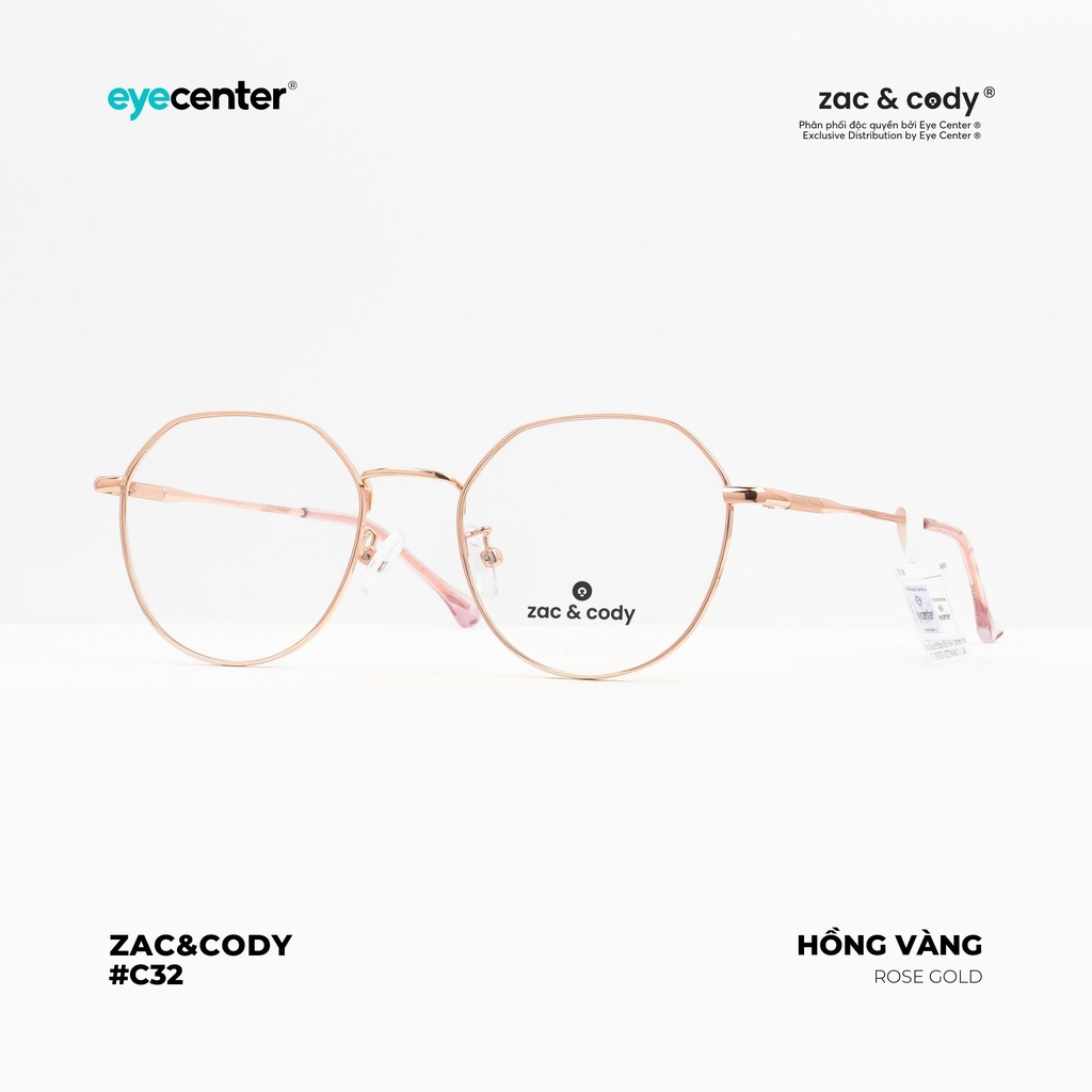 [C32] Gọng kính cận nữ chính hãng ZAC & CODY kim loại chống gỉ nhiều màu casual.32  ZC D29115 by Eye Center Vietnam