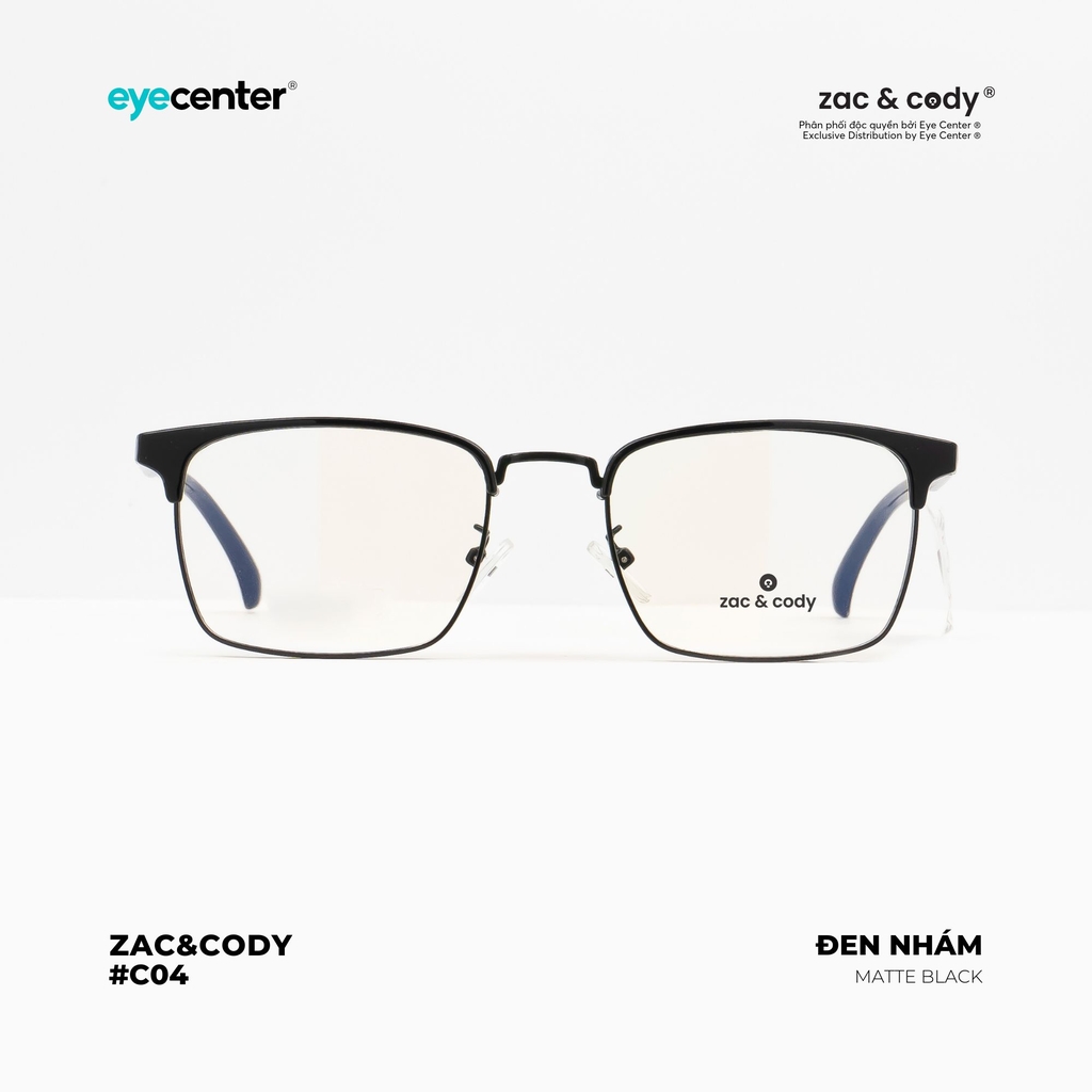 [C04] Gọng kính cận nam nữ mắt vuông chính hãng ZAC & CODY  nhựa dẻo chống gãy nhiều màu casual.04 ZC TR90 2723 by Eye Center Vietnam