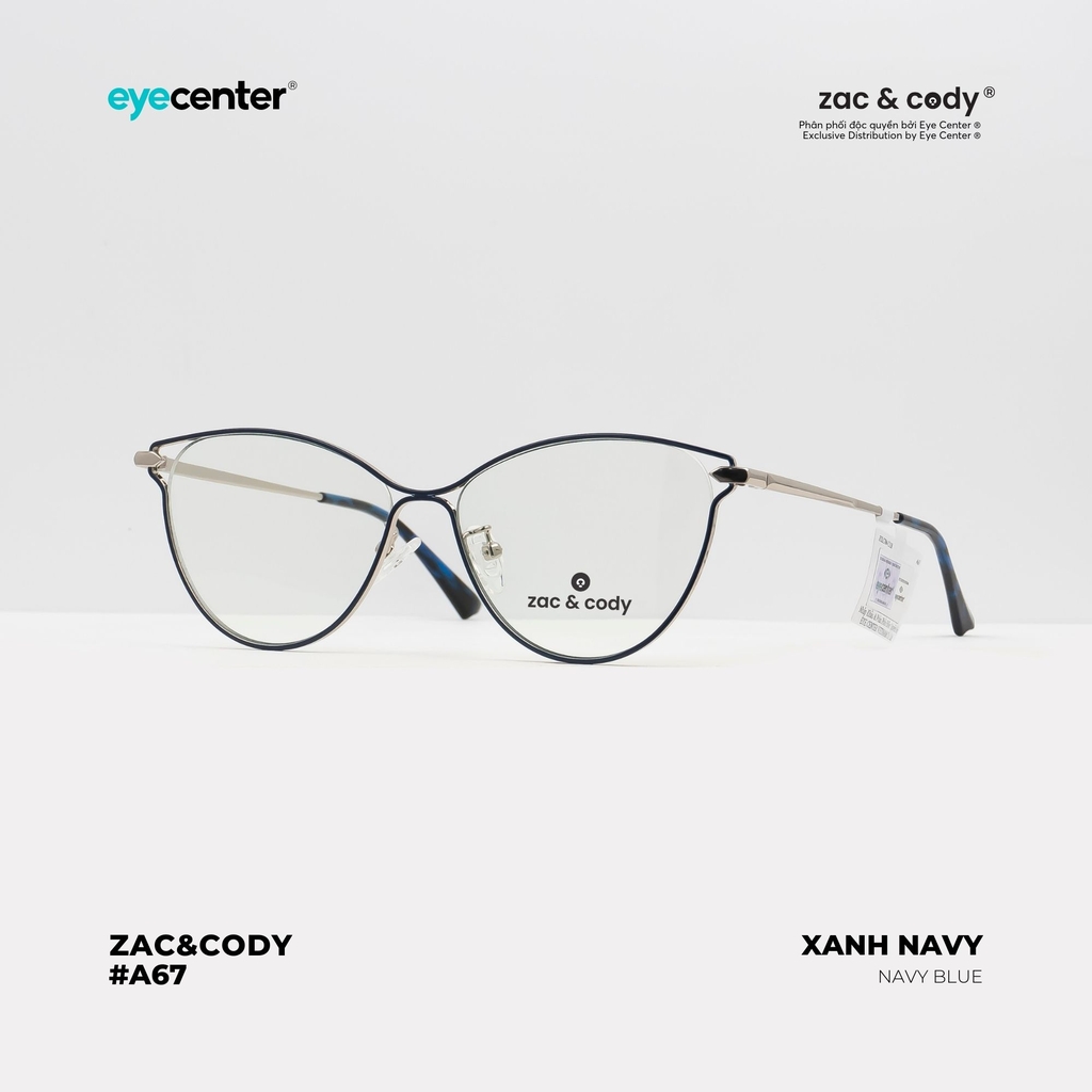 [A67]Gọng kính cận nữ chính hãng ZAC & CODY dáng mắt mèo kim loại chống gỉ signature cao cấp ZC LC704 by Eye Center Vietnam