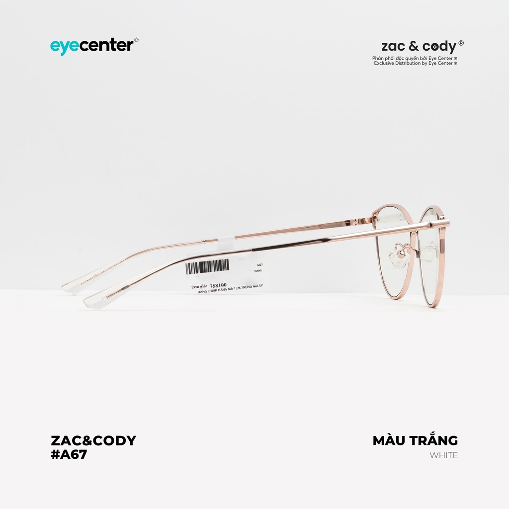 [A67]Gọng kính cận nữ chính hãng ZAC & CODY dáng mắt mèo kim loại chống gỉ signature cao cấp ZC LC704 by Eye Center Vietnam