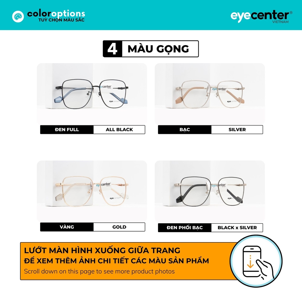 [K35]Gọng kính cận nữ chính hãng EYECENTER kim loại chống gỉ nhiều màu EK 708 by Eye Center Vietnam