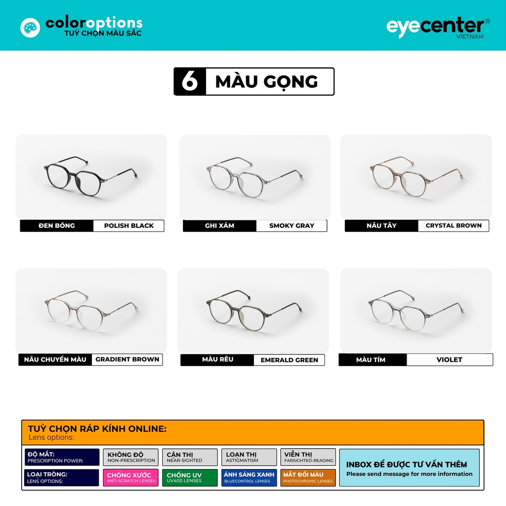 [B172] Gọng kính cận nữ chính hãng STUDIO MUKU nhựa phối kim loại by Eye Center Vietnam