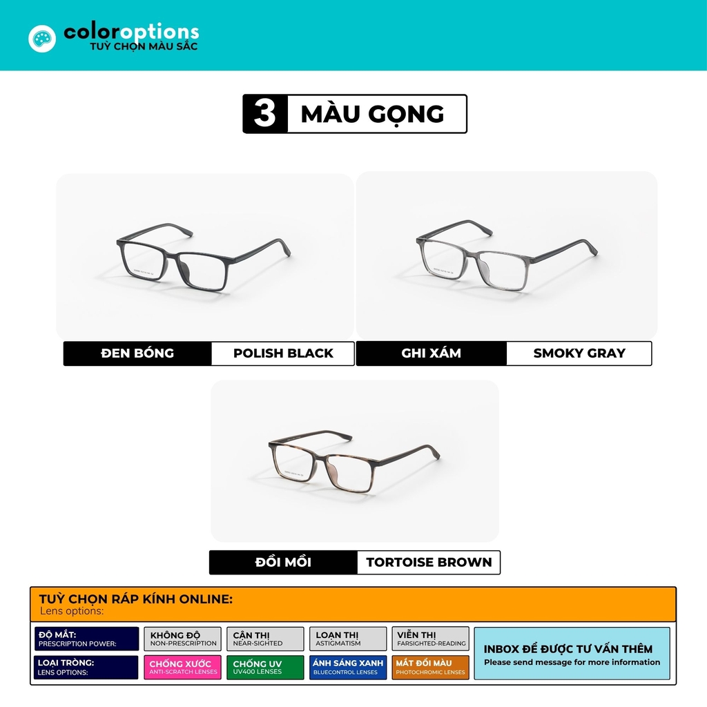 [VA393] Gọng kính cận nam nữ chất liệu nhựa siêu nhẹ by Eye Center Vietnam