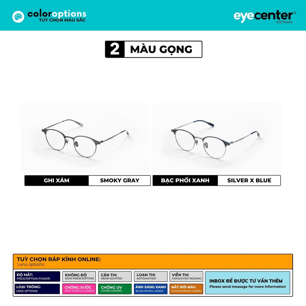 [PRTI 44] Gọng kính cận nam nữ chất liệu Titanium siêu nhẹ chống gỉ by Eye Center Vietnam