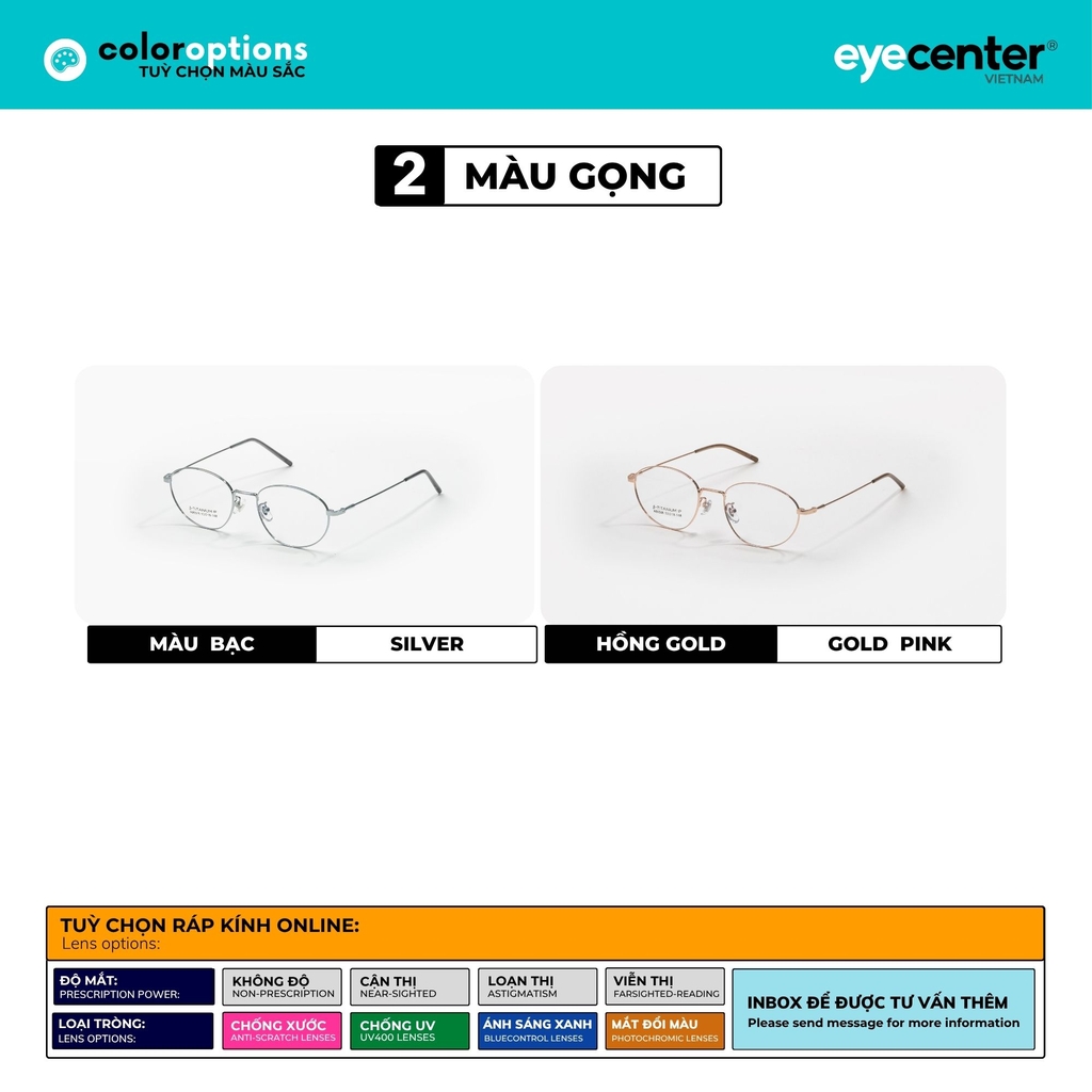 [VA471] Gọng kính cận nam nữ chất liệu Titanium chống gỉ by Eye Center Vietnam