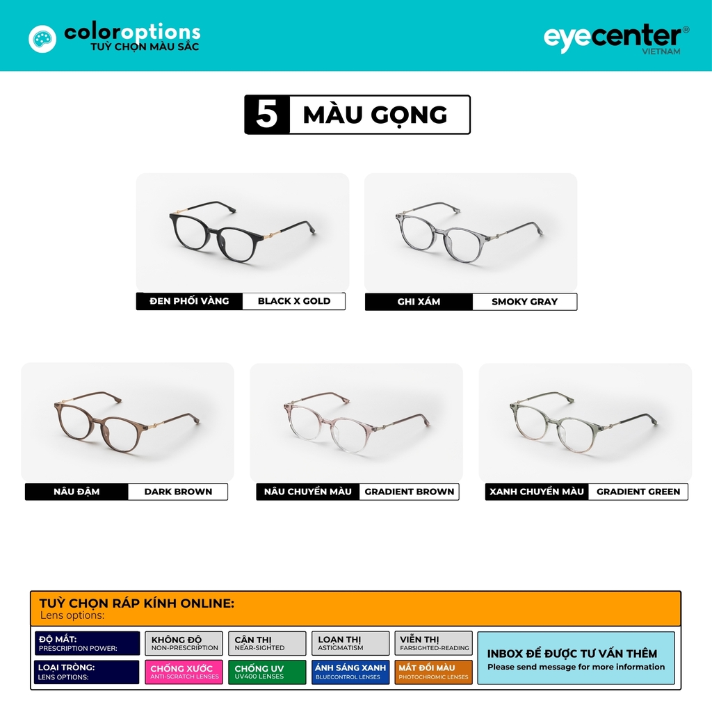 [B175] Gọng kính cận nữ nữ chất liệu nhựa phối kim loại chống gỉ by Eye Center Vietnam