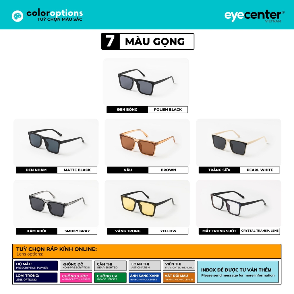 [S43] Kính mát Crystal UV chính hãng EYECENTER nhiều màu EC 22084 / 9344 / 20213