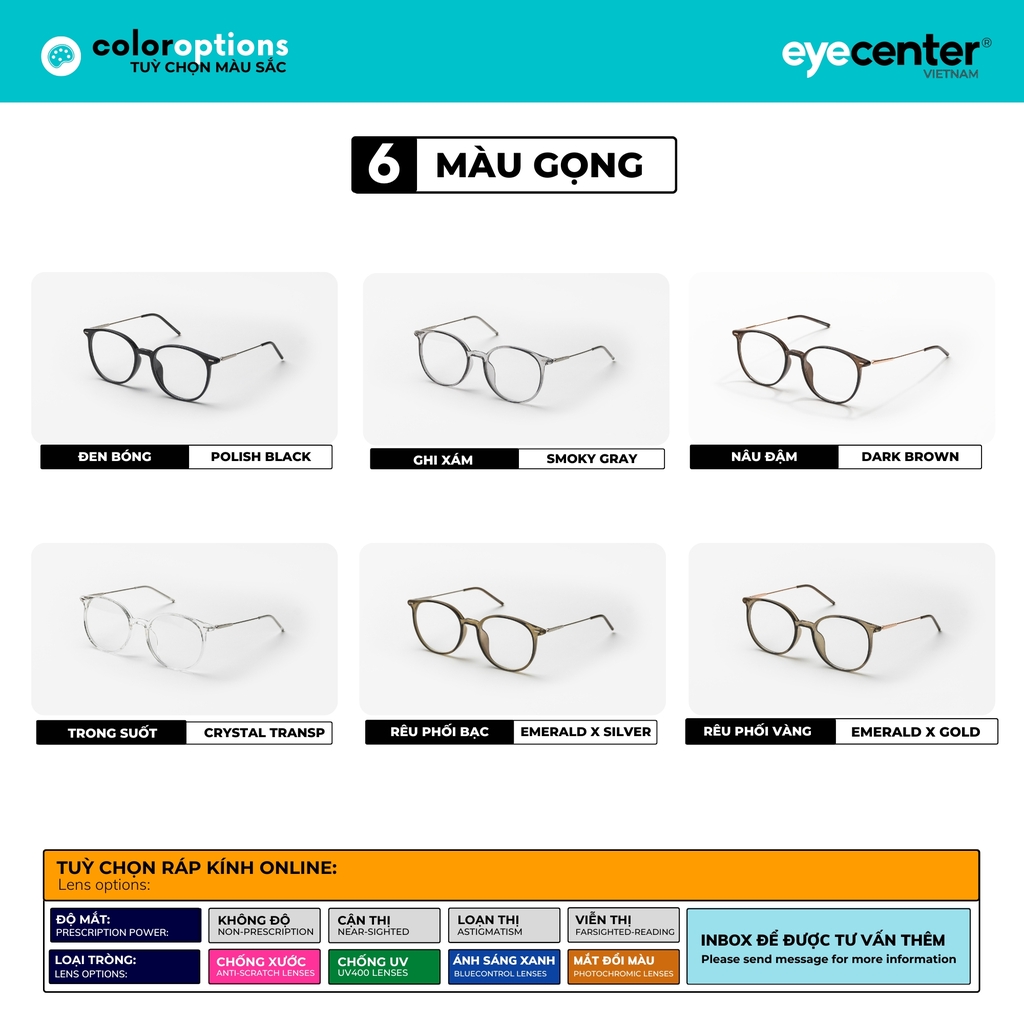 [B166] Gọng kính cận nữ chính hãng STUDIO MUKU nhựa phối kim loại by Eye Center Vietnam