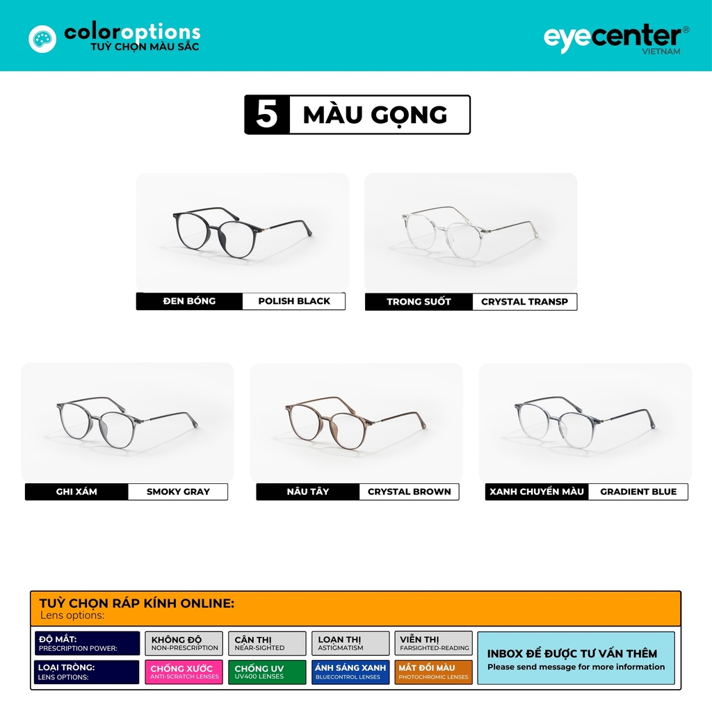 [B161] Gọng kính cận nam nữ chính hãng STUDIO MUKU chất liệu nhựa siêu nhẹ nhiều màu by Eye Center Vietnam