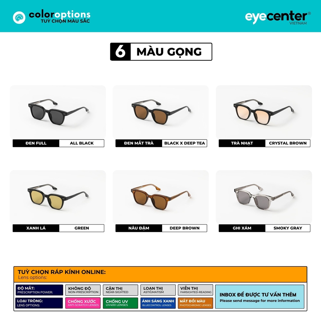 [S49] Kính mát Crystal UV chính hãng EYECENTER nhiều màu H 423