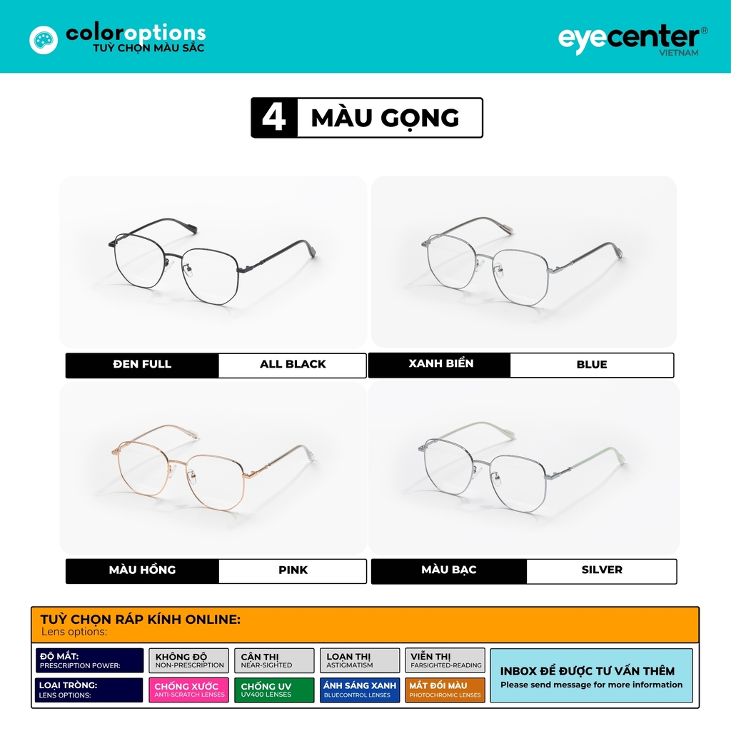 [B227] Gọng kính cận nam nữ chất liệu kim loại chống gỉ by Eye Center Vietnam