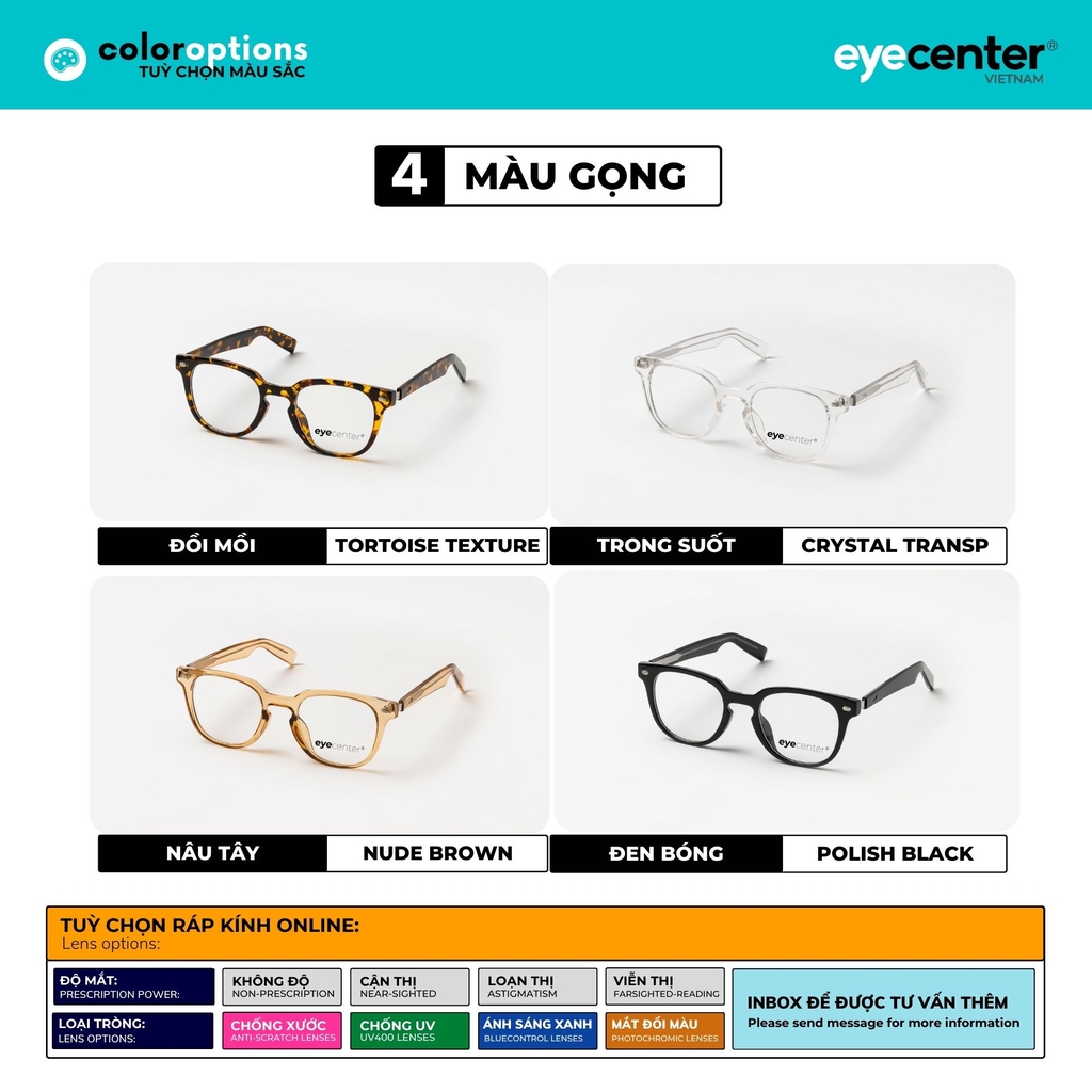 [B94] Gọng kính cận nam nữ chính hãng EYECENTER nhiều màu 8K02