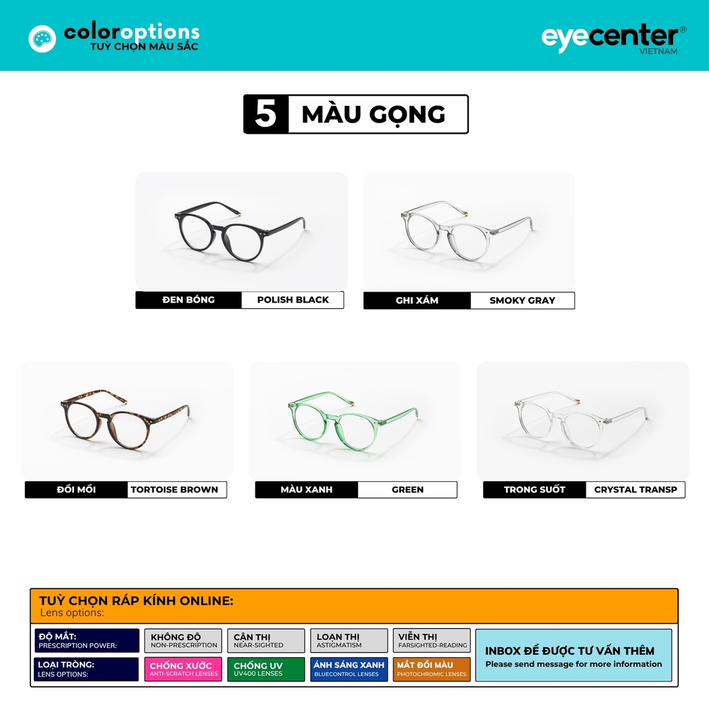 [K53]Gọng kính cận nam nữ STUDIO MUKU chất liệu nhựa nhiều màu by Eye Center Vietnam