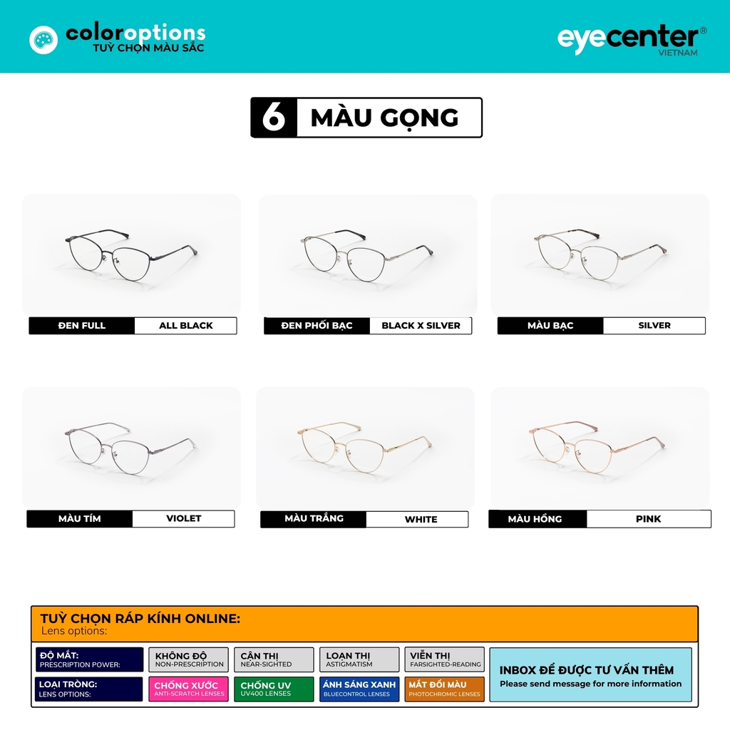 [B193] Gọng kính cận nữ chính hãng STUDIO MUKU kim loại chống gỉ by Eye Center Vietnam
