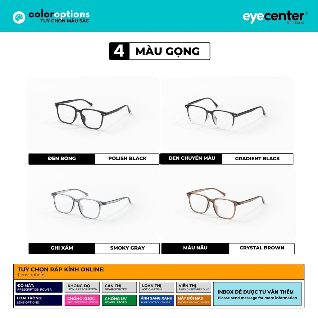 [VB234] Gọng kính cận nhựa nam nữ chất liệu nhựa siêu nhẹ nhiều màu by Eye Center  Vietnam