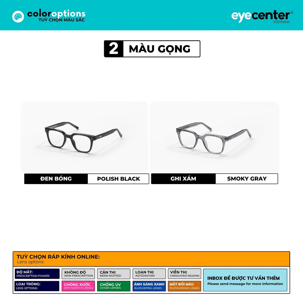 [ZA520] Gọng kính cận nam nữ chất liệu nhựa lõi thép chống gãy by Eye Center Vietnam