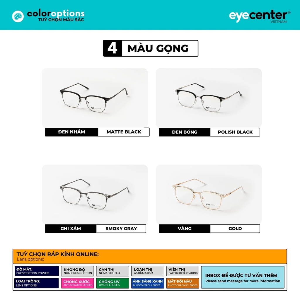 [B90] Gọng kính cận nam nữ chính hãng EYECENTER nhiều màu 1874