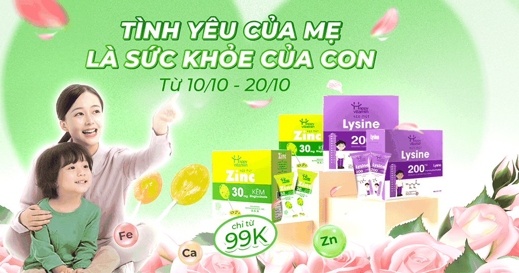 Deal Sốc 99K: Mua Ngay Kẹo Mút Kẽm hoặc Lysine chỉ với giá 99K – Ưu Đãi Cực Chất Từ Happy Vitamin Nhân Dịp 20/10!