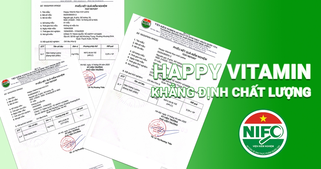 Khẳng định chất lượng sản phẩm với chứng nhận từ Viện Kiểm nghiệm An toàn Vệ sinh Thực phẩm Quốc gia